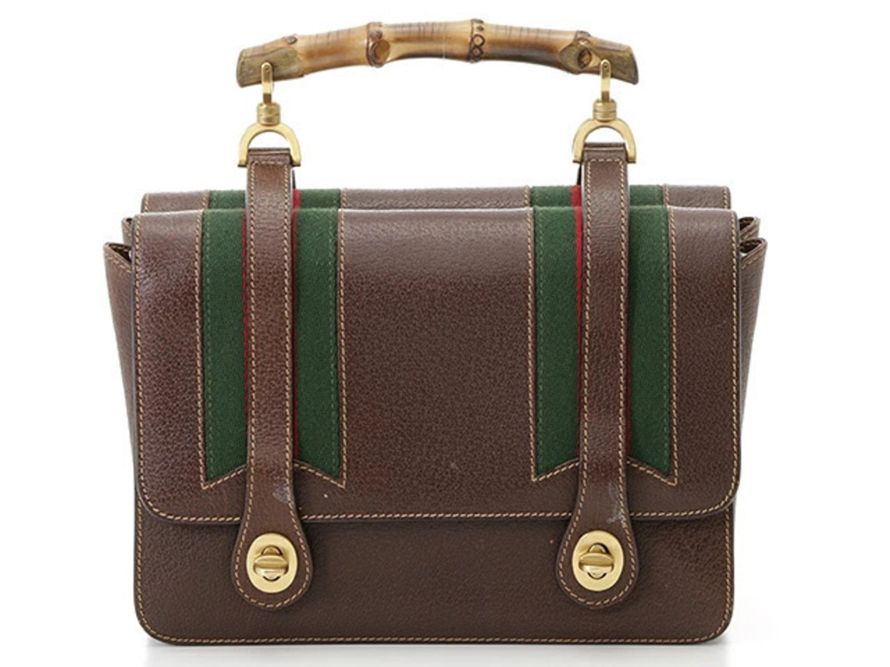 Gucci Bamboo Shoulder Bag Brown Calfskin